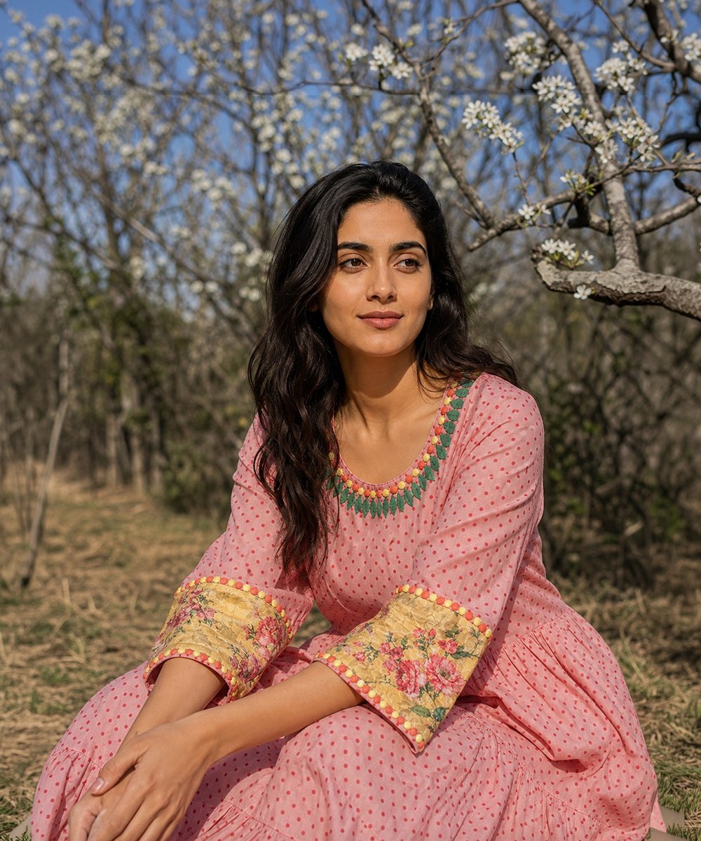 Coral Pink Flared Dress - Image 3